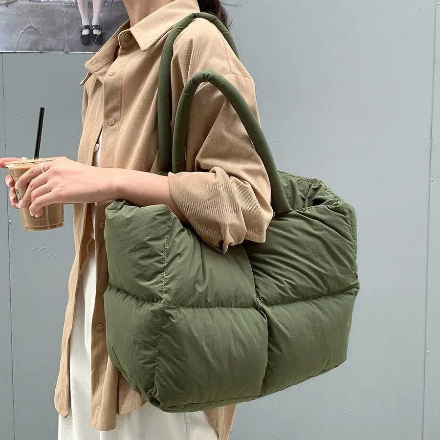 코튼 패딩 토트 대형 퀼트 여성 숄더 백 푹신한 공간  - Luxury Bags Tote 리뷰 및 가격