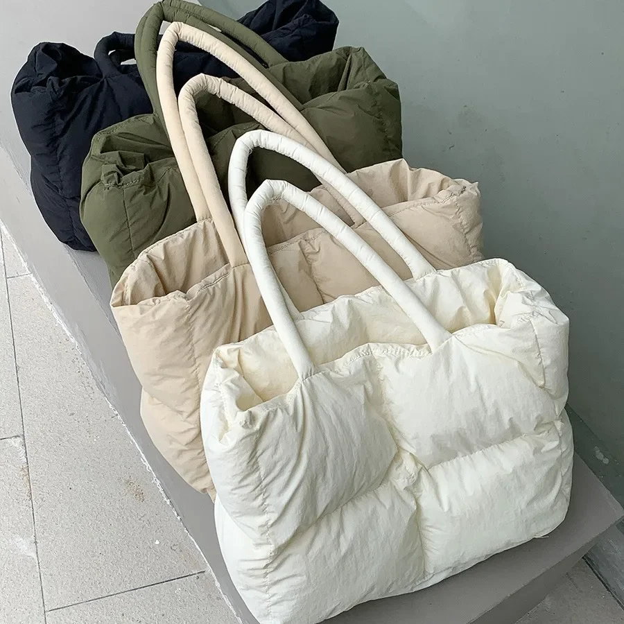 코튼 패딩 토트 대형 퀼트 여성 숄더 백 푹신한 공간  - Luxury Bags Tote 리뷰 및 가격