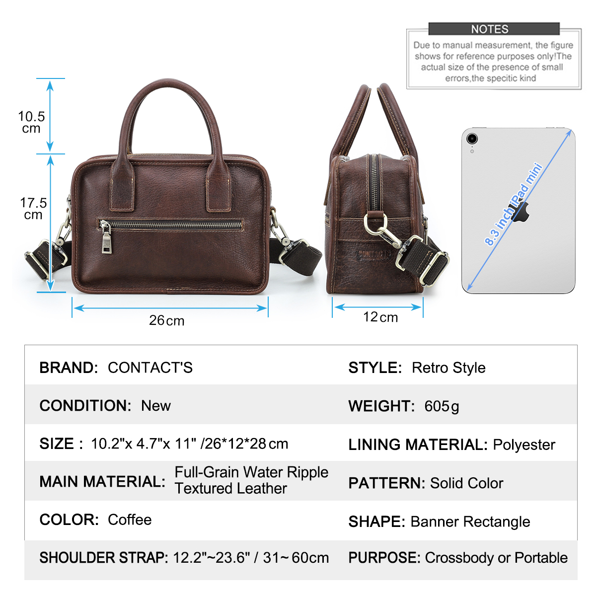 CONTACT'S 정품 가죽 남성용 토트 백 슬링 숄더 - Luxury Bags Tote 리뷰 및 가격