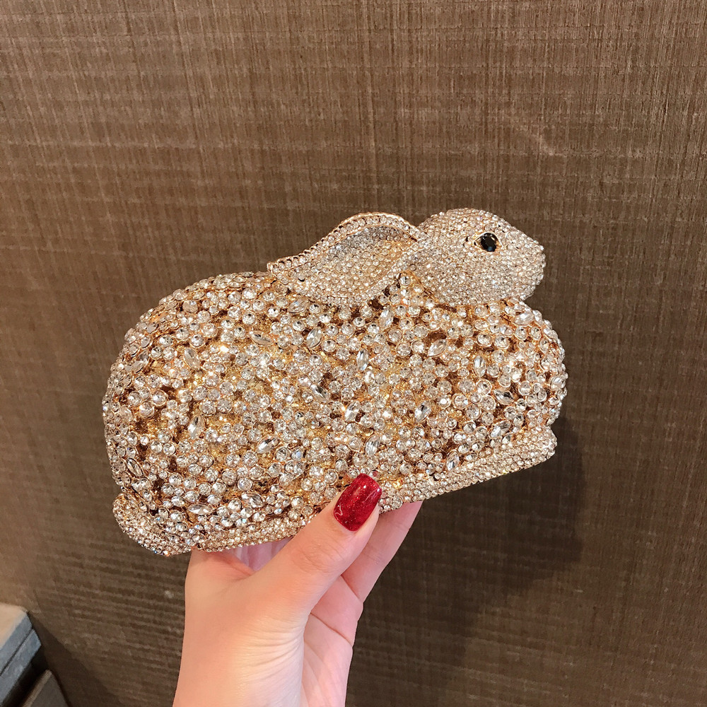 럭셔리 귀여운 토끼 금속 상자 크리스탈 라인스톤 다이아 - Luxury Bags Cute 리뷰 및 가격