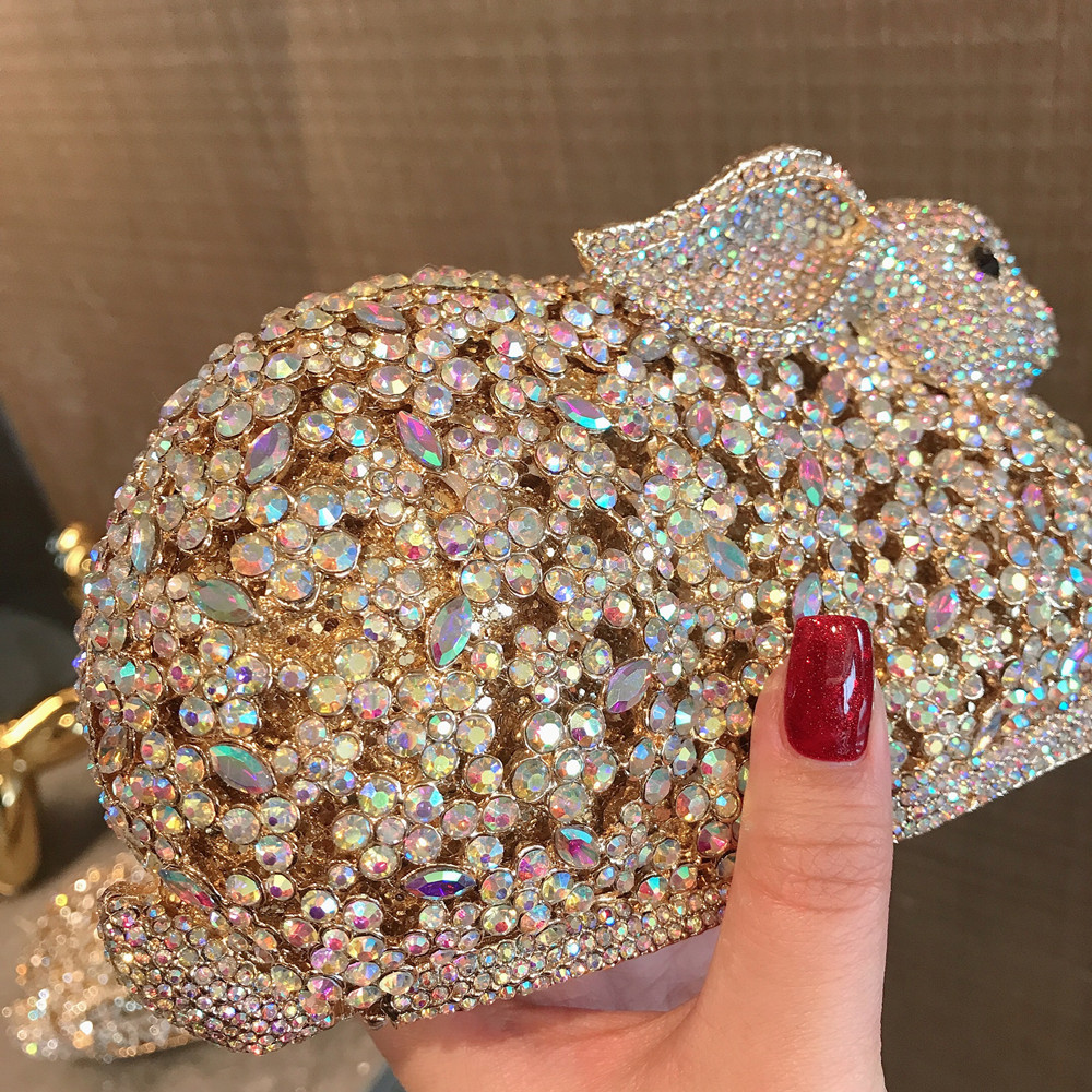 럭셔리 귀여운 토끼 금속 상자 크리스탈 라인스톤 다이아 - Luxury Bags Cute 리뷰 및 가격