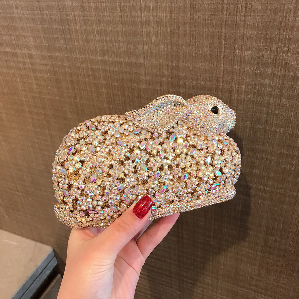 럭셔리 귀여운 토끼 금속 상자 크리스탈 라인스톤 다이아 - Luxury Bags Cute 리뷰 및 가격