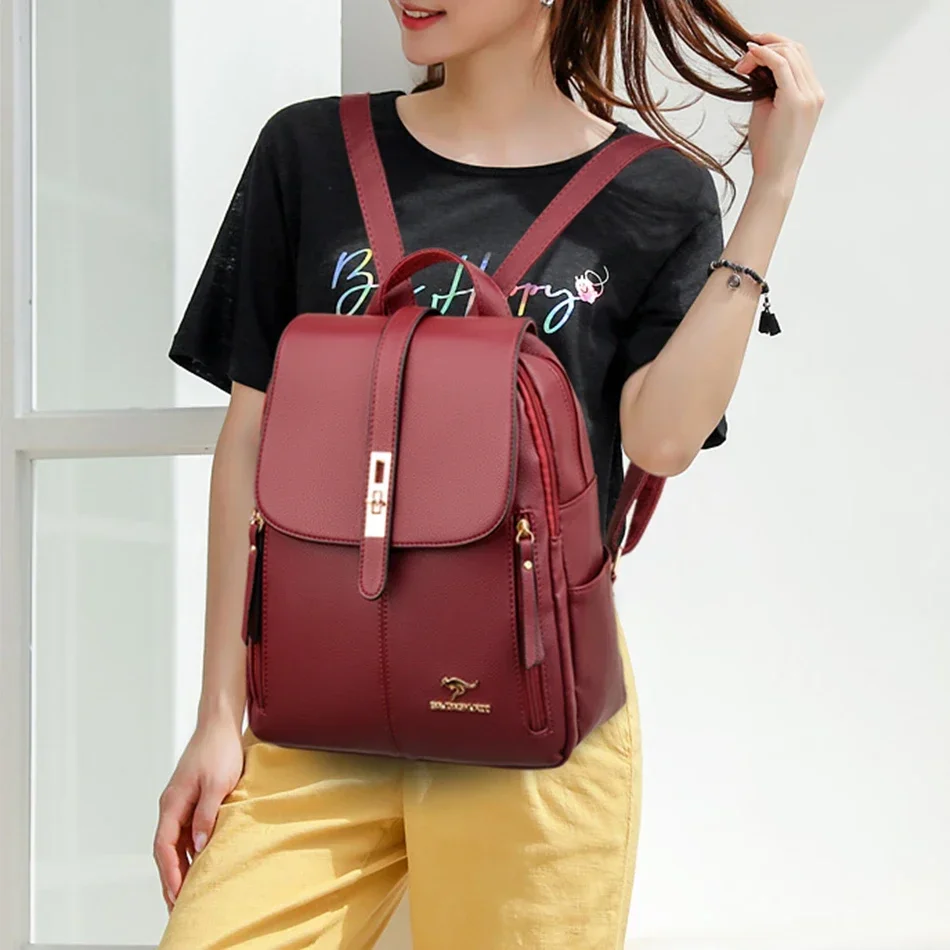 여성 가죽 대용량 배낭 여자를위한 고품질 빈티지 학교  - Luxury Bags Leather 리뷰 및 가격
