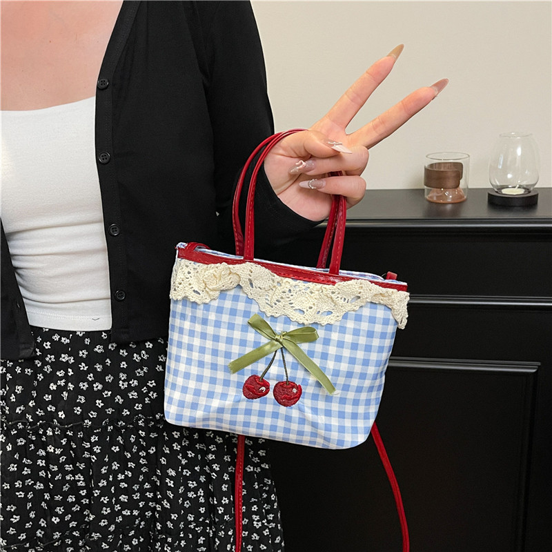 여성용 새 핸드백 한국 체크 무늬 폴카 도트 리본 귀여 - Luxury Bags Cute 리뷰 및 가격