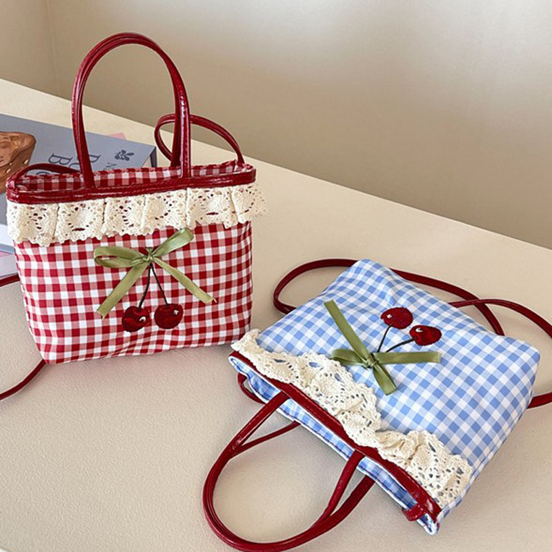 여성용 새 핸드백 한국 체크 무늬 폴카 도트 리본 귀여 - Luxury Bags Cute 리뷰 및 가격