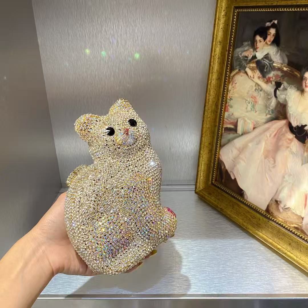 골드 귀여운 고양이 모양 여성 핸드백 웨딩 파티 크리스 - Luxury Bags Cute 리뷰 및 가격